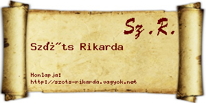 Szőts Rikarda névjegykártya